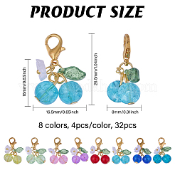 32Pcs 8 Colors Cherry Acrylic & Glass Pendant Decoration&nbsp;HJEW-CA00041