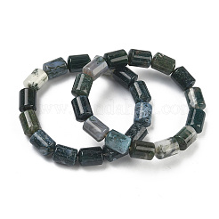 Column Natural Moss AgateBeads Stretch Bracelets for Women Men&nbsp;BJEW-A148-01A-28