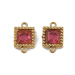 Ion Plating(IP) 304 Stainless Steel Cubic Zirconia Square Links Connector Charms&nbsp;X-STAS-K256-24G