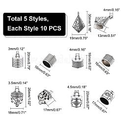 50Pcs 5 Style Tibetan Style Alloy Cord Ends&nbsp;TIBEP-PH0001-25