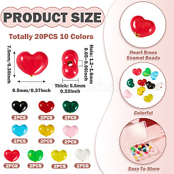 20Pcs 10 Colors Brass Enamel Beads&nbsp;KK-TA0008-47