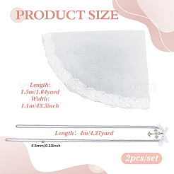 Polyester Bridal Veils and Polyester Cord Wrist Corsages for Wedding&nbsp;HJEW-BC00090-02