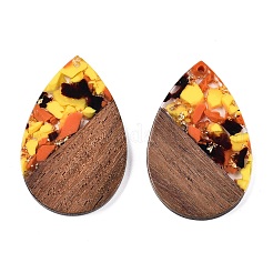 Transparent Resin & Walnut Wood Big Pendants&nbsp;RESI-T058-05K