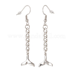 Tarnish Resistant Curb Chains with Charm Long Dangle Earrings&nbsp;EJEW-JE04963