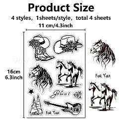 4Pcs 4 Styles PVC Plastic Clear Stamps&nbsp;DIY-WH0619-0017
