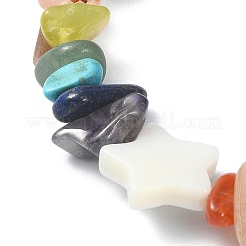 Natural Mixed Gemstone Chips & Shell Star Beaded Bracelet&nbsp;BJEW-TA00429