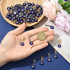 40Pcs Handmade Evil Eye Lampwork Pendant Decorations&nbsp;HJEW-YW00211-01