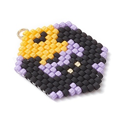 5Pcs Hallowen Theme Glass Seed Beaded Pendants&nbsp;PALLOY-MZ00873