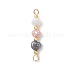 Natural Baroque Keshi Pearl Two Sides Polished Beaded Links Connector Charms&nbsp;PALLOY-JF04813