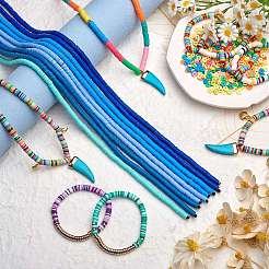 10 Strands 5 Colors Flat Round Handmade Polymer Clay Beads&nbsp;CLAY-SZ0002-02D