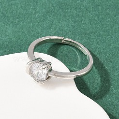 Brass Micro Pave Cubic Zirconia Finger Rings for Women&nbsp;RJEW-B153-02P