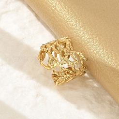304 Stainless Steel Hollow Wide Cuff Rings for Women&nbsp;LS-RJEW-G338-24G