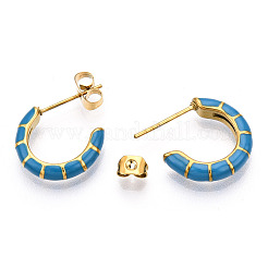 Enamel C-shape Stud Earrings&nbsp;EJEW-N052-05