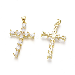 Brass Micro Pave Clear Cubic Zirconia Pendants&nbsp;ZIRC-G152-26G