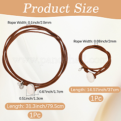 2Pcs 2 Styles Alloy Rectangle PU Leather Layered Cord Choker Necklaces for Women&nbsp;NJEW-CL0001-34A