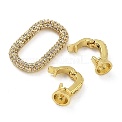 Rack Plating Brass Micro Pave Clear Cubic Zirconia Fold Over Clasps&nbsp;KK-A234-021B-G