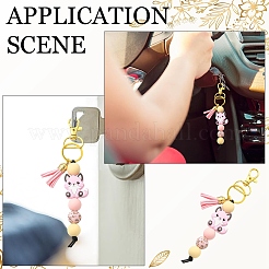 Fox Silicone with Faux Suede Tassel Pendant Decorations&nbsp;HJEW-YW00451-04