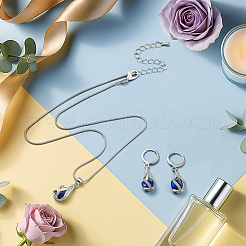 2 Sets 2 Colors Rhinestone Teardrop Hoop Earrings & Pendant Necklace&nbsp;SJEW-GO0001-04