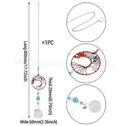 1Pc Wire Wrapped Alloy & Natural Mixed Stone Chips Tree of Life Hanging Suncatchers&nbsp;HJEW-TA0001-45B