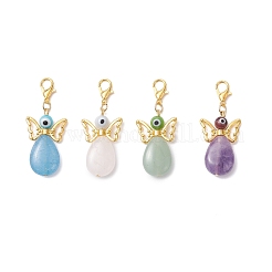 4Pcs Teardrop Angel Natural Amethyst & Green Aventurine & Quartz Imitation Aquamarine & Rose Quartz Pendant Decorations&nbsp;HJEW-JM04034