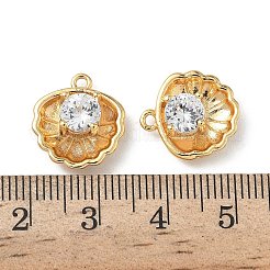 Brass Micro Pave Cubic Zirconia Shell Shape Charms&nbsp;KK-Z136-56G-01