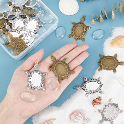 20Pcs 2 Colors Turtle Alloy Pendant Cabochons Settings&nbsp;DIY-PH0003-26-WH