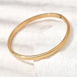 Frosted 304 Stainless Steel Hinged Bangles&nbsp;BJEW-H644-09G