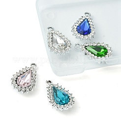 5Pcs 5 Colors Alloy Glass Pendants&nbsp;ALRI-YW0001-15
