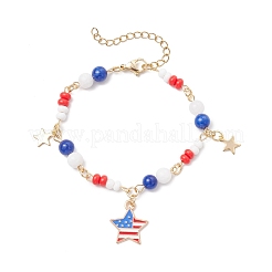 3Pcs 3 Colors Natural Dyed Yellow Jade Gemstone Round Beads & Glass Seed Beads Bracelets&nbsp;BJEW-MZ00180
