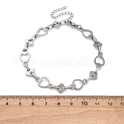 304 Stainless Steel Heart Link Chains Bracelets for Men & Women&nbsp;BJEW-D042-37P