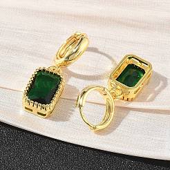 Brass Glass Dangle Hoop Earrings for Women&nbsp;KK-CBA760A-04G-04