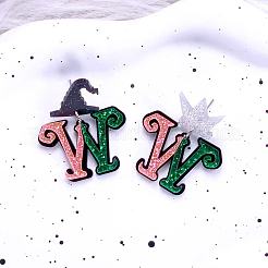 Acrylic Glitter Powder Dangle Stud Earrings&nbsp;FS-WGC50DB-01