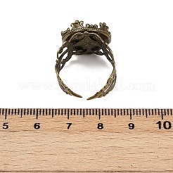 Adjustable Antique Bronze Tone Filigree Brass Ring Component Cabochon Settings&nbsp;X-KK-G020-A