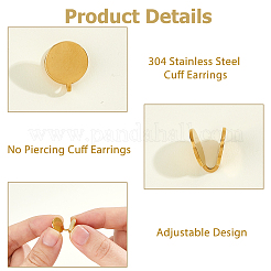 10Pcs 5 Colors 304 Stainless Steel Cuff Earrings&nbsp;EJEW-HS0001-09