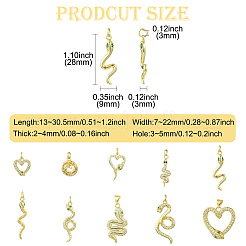 10Pcs 10 Styles Brass Micro Pave Cubic Zirconia Pendants&nbsp;KK-CJ0003-46
