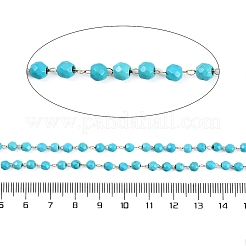 Ion Plating(IP) 304 Stainless Steel & Faceted Glass Handmade Beads Chain&nbsp;CHS-H028-01G