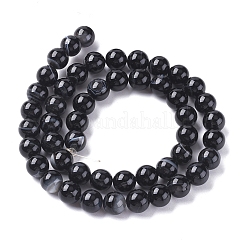 Natural Black Agate Beads Strands&nbsp;G-G582-6mm-60