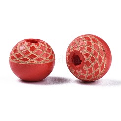 Painted Natural Wood Beads&nbsp;WOOD-S057-072