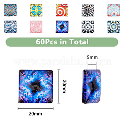 Mosaic Printed Glass Cabochons&nbsp;GGLA-DC0001-03B