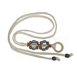 Boho Wood Beaded Flower Cotton Cord Tie Waist Belts for Women&nbsp;FS-WGD9DFE-01
