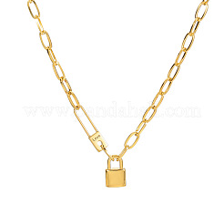 Love Lock Stainless Steel Pendant Paperclip Chain Necklaces for Women&nbsp;FS-WGF94E3-01