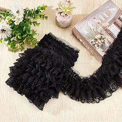 5 Yards 3-Layer Pleated Polyester Chiffon Lace Trim&nbsp;OCOR-WH0082-01B