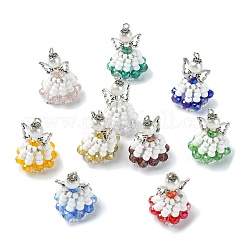 10 Colors Glass Seed Beaded Angel Pendants&nbsp;PALLOY-CJ00089