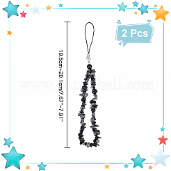 Natural Snowflake Obsidian Chips Beaded Chain Mobile Straps&nbsp;FIND-WH0135-07B
