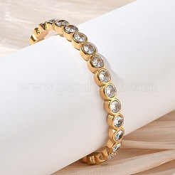 304 Stainless Steel & Cubic Zirconia Cuff Bangles for Women&nbsp;BJEW-T031-01B