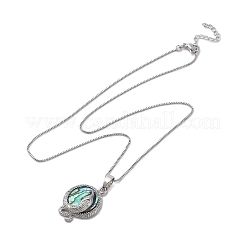 Rack Plating Natural Paua Shell Pendants Necklace&nbsp;NJEW-B104-01P