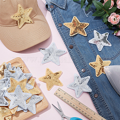 40Pcs 4 Styles Star Iron on/Sew on PVC Sequins Patches&nbsp;PATC-NB0001-33