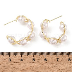 Brass with Plastic Pearls Stud Earrings&nbsp;KK-CBAD851-37G