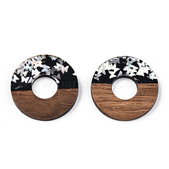 Opaque Resin & Walnut Wood Pendants&nbsp;RESI-N039-63B