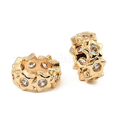 Brass Micro Pave Cubic Zirconia Rondelle European Beads&nbsp;KK-C155-12G